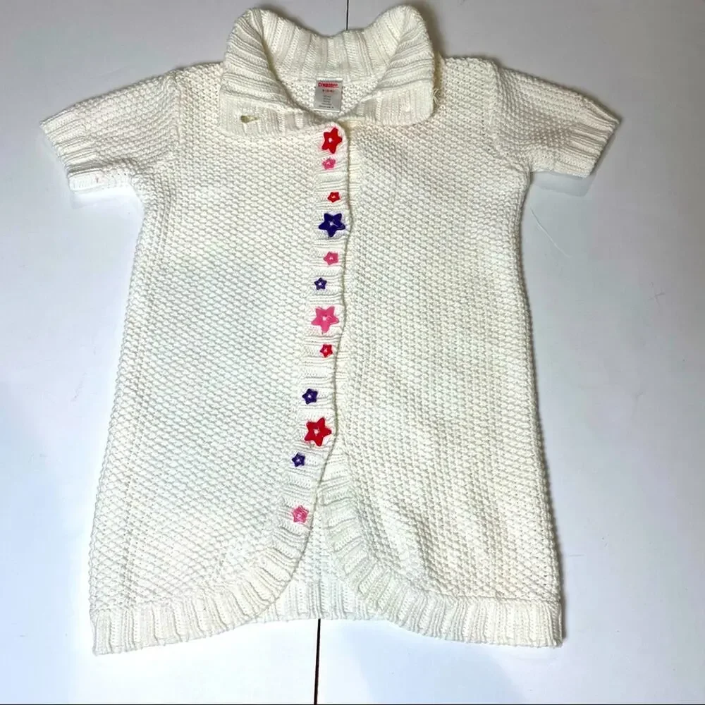 GYMBOREE SWEATER Crochet SHIFT DRESS Star button S